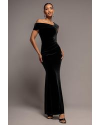 Goddiva - One Shoulder Velvet Maxi Dress - Lyst