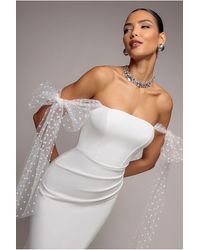 Goddiva - Scuba & Polka Mesh Bella Bow Multiway Maxi Dress - Lyst
