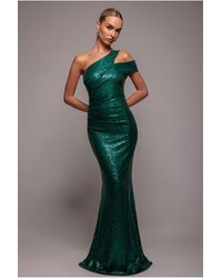 Goddiva - One Shoulder Sequin Evening Maxi - Lyst
