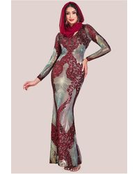 Goddiva - Modesty Contrast Sequin Maxi Dress - Lyst