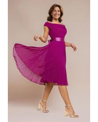 Goddiva - Cowl Neck Pleated A-Line Chiffon Midi Dress - Lyst