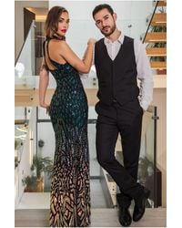 Goddiva - Ombre Sequin Halter Maxi Thigh-Split Dress - Lyst