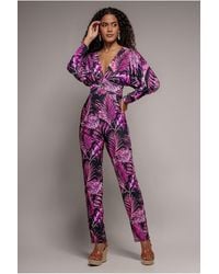 Goddiva - Tropical Print Jumpsuit - Lyst