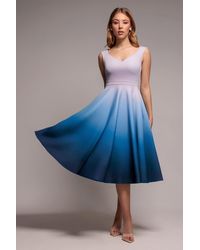 Goddiva - Ombre Scuba Foam Bardot A-Line Midi Dress - Lyst