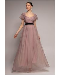Goddiva - Dobby Mesh Off The Shoulder Princess Maxi Dress - Lyst