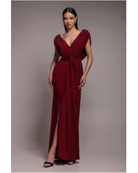 Goddiva - Cowl Plunge Draped Mermaid Maxi Dress - Lyst