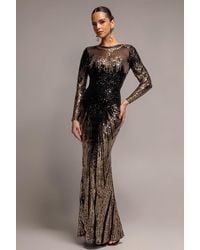 Goddiva - Long Sleeve Aztec Sequin Maxi - Lyst