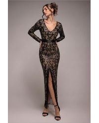 Goddiva - Tassel & Sequin Maxi With Front Split - Lyst