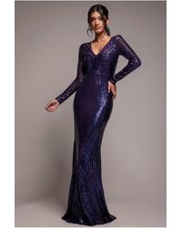 Goddiva - Two Toned V Neck Sequin Maxi - Lyst