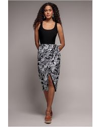 City Goddess - Printed High Waist Wrap Midi Skirt - Lyst