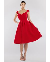 Goddiva - Scuba Foam Skater Midi Dress - Lyst