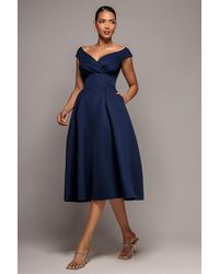 Goddiva - Corset Fit & Flare Midi Dress - Lyst