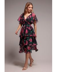 Goddiva - Layered Floral Midi Flutter Sleeves - Lyst