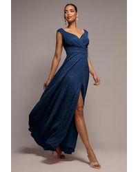 Goddiva - Crossover Lurex Glitter Maxi Dress - Lyst