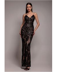 Goddiva - Cross Back Diamante Strap Sequin Maxi - Lyst