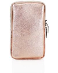 Woodland Leathers Rose Gold Compact Phone Crossbody Bag - Pink