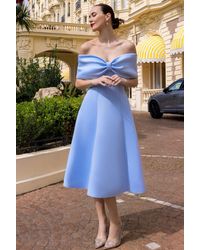 Goddiva - Bow Off The Shoulder A Line Midi Dress - Lyst