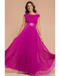 Goddiva - Cowl Neck Chiffon Maxi Dress - Lyst