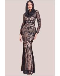Goddiva - Modesty Sequin Evening Maxi Dress - Lyst