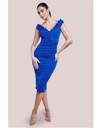 Goddiva - Off The Shoulder Frill Bodice Midi Dress - Lyst