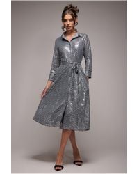Goddiva - Sequin Skater Shirt Dress - Lyst