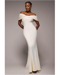 Goddiva - Bardot Bow Neck Maxi Dress - Lyst