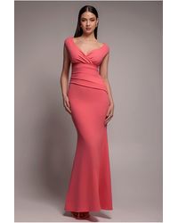 Goddiva - Bardot Pleated Maxi Dress - Lyst
