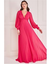 Goddiva - Fully Pleated Chiffon Maxi Dress - Lyst