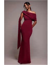Goddiva - Sash One Shoulder Bardot Maxi Dress - Lyst