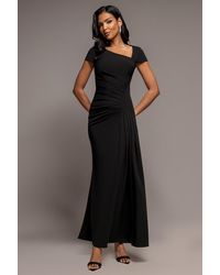 Goddiva - Cap Sleeve Pleated Asymmetric Maxi Dress - Lyst