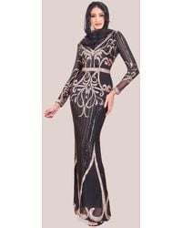 Goddiva - Modesty Sequin & Mesh Maxi Dress - Lyst