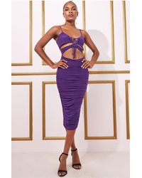 City Goddess - Cut Out Ruched Midi With Drawstring - Lyst