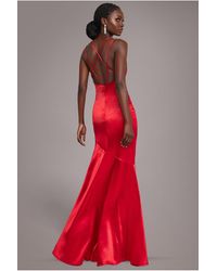 Goddiva - Cowl Neck With Strappy Back Satin Maxi - Lyst