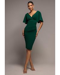 Goddiva - Flutter Sleeve Wrap Midi Dress - Lyst