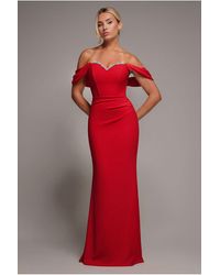 Goddiva - Off The Shoulder Draped Sleeve Maxi Dress With Diamante Neckline - Lyst