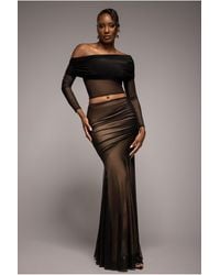 Goddiva - Mesh Gathered Mermaid Maxi Skirt - Lyst
