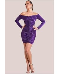 Goddiva - Off The Shoulder Ruched Mini - Lyst