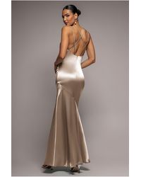 Goddiva - Satin Cowl Neck With Strappy Back Maxi - Lyst