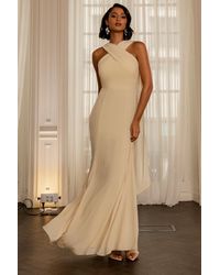 Goddiva - Cross Front Scarf Back Chiffon Mermaid Maxi Dress - Lyst