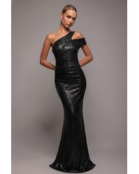 Goddiva - One Shoulder Sequin Evening Maxi - Lyst