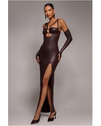 Goddiva - Faux Leather Cut Out Maxi Dress - Lyst