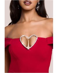 Goddiva - Diamante Heart Trim A-Line Mini Dress - Lyst