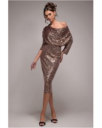 Goddiva - Sequin Cowl Neck Midi Dress - Lyst