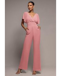 Goddiva - Chiffon Jumpsuit With Flutter Sleeves - Lyst