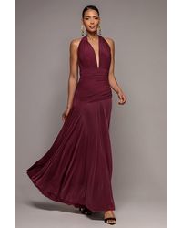 Goddiva - Halter Neck Empire Waist Gathered Maxi Dress - Lyst