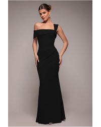 Goddiva - Off The Shoulder Pleated Waist Maxi Dress - Lyst