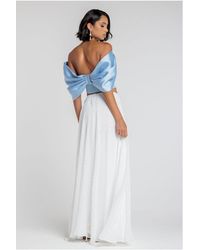 Goddiva - Off Shoulder Back Satin Bow Scuba Corset - Lyst