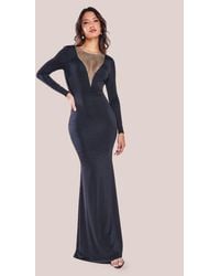 Goddiva - Diamante Fishnet Cowl Back Maxi - Lyst