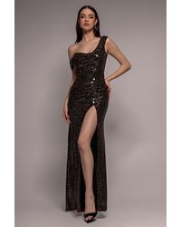 Goddiva - Cowl Neck Sequin Glitter Draped Maxi Dress - Lyst