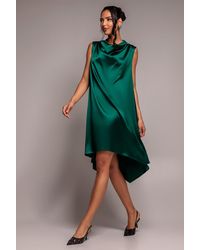 Goddiva - Cowl Neck Back Wing Satin High Low Midi Dress - Lyst